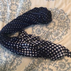 J Crew polka dot navy scarf